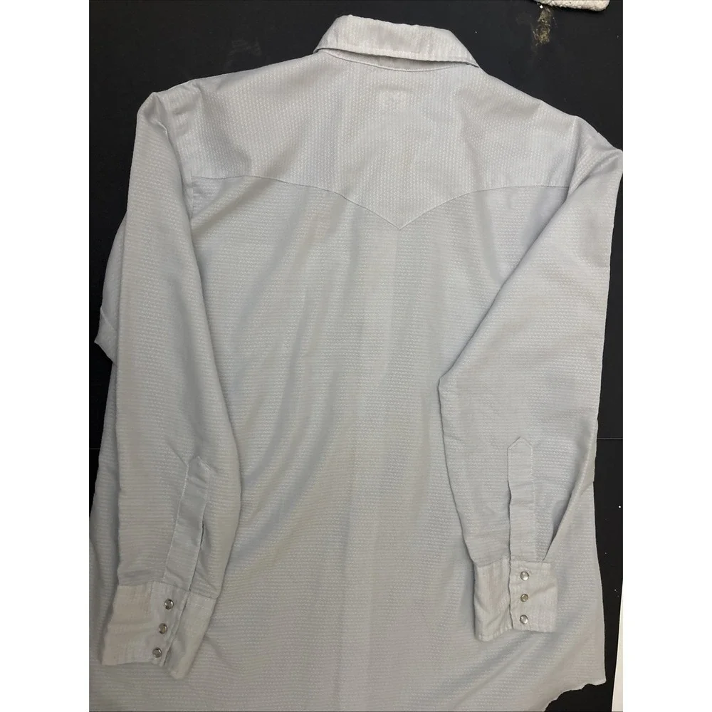 Western Karman  Pearl Snap Shirt Men's Ivory Long Sleeve Size XL Extra long tail